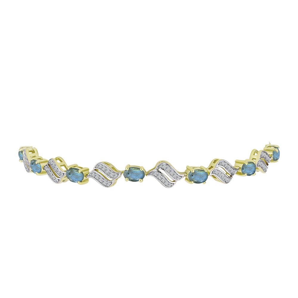 Brățară din Argint 925 Placat cu Aur ( 7.71 grame ) cu Labradorit și Topaz Alb 3.58 Carate 2 