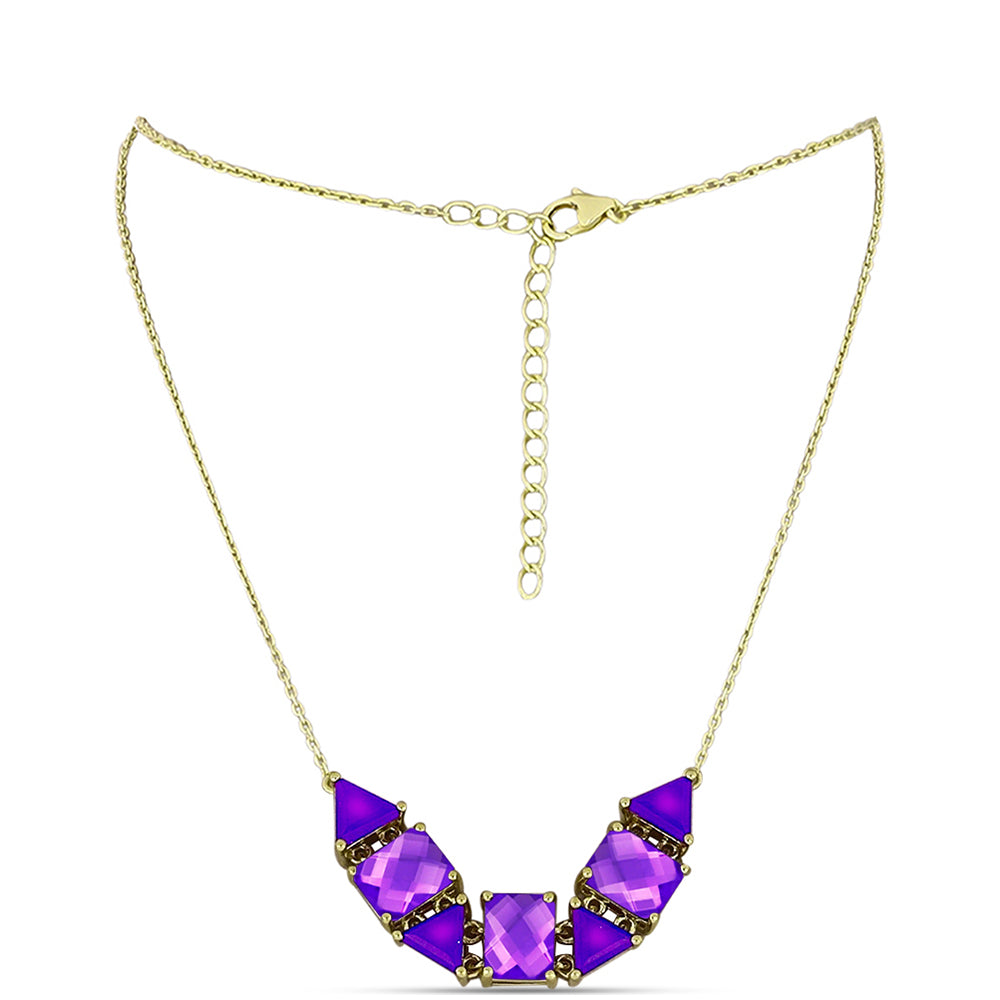 Colier din Argint 925 Placat cu Aur ( 6.35 grame ) cu Agat Violet 9.77 Carate 1 