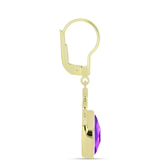 Cercei din Argint 925 Placat cu Aur ( 5.07 grame ) cu Agat Violet 5.8 Carate