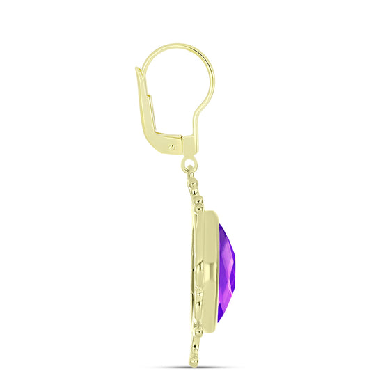 Cercei din Argint 925 Placat cu Aur ( 5.92 grame ) cu Agat Violet 9.7 Carate