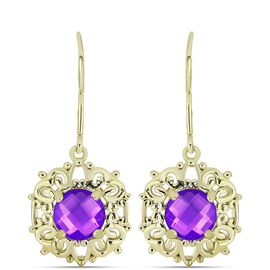 Cercei din Argint 925 Placat cu Aur ( 3.61 grame ) cu Agat Violet 2.49 Carate