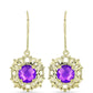 Cercei din Argint 925 Placat cu Aur ( 3.61 grame ) cu Agat Violet 2.49 Carate