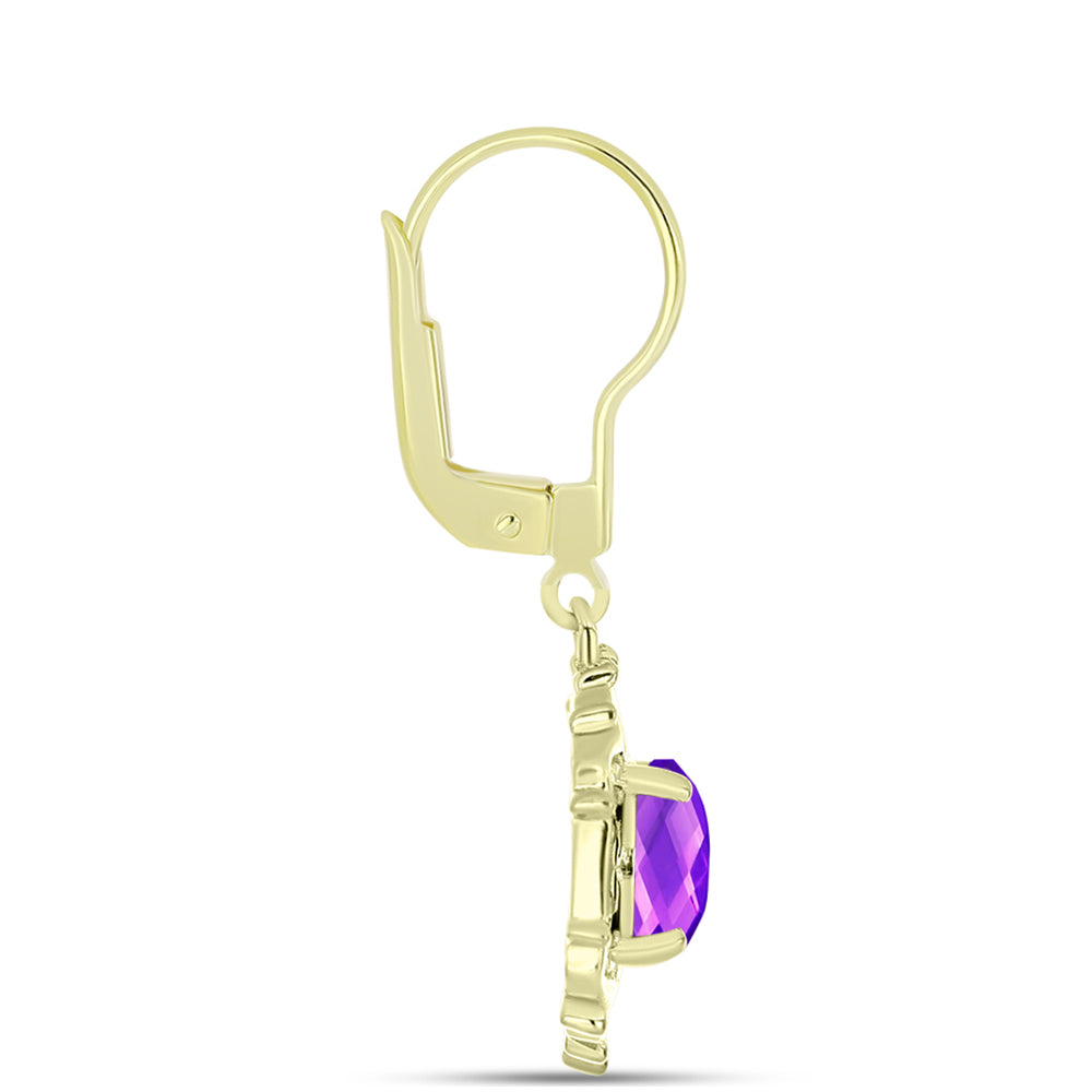 Cercei din Argint 925 Placat cu Aur ( 3.61 grame ) cu Agat Violet 2.49 Carate 4 