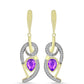 Cercei din Argint 925 Placat cu Aur ( 6.02 grame ) cu Agat Violet și Topaz Alb 1.83 Carate