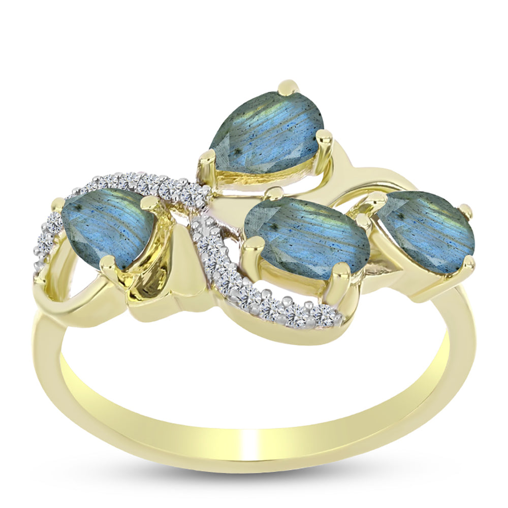 Inel din Argint 925 Placat cu Aur ( 2.72 grame ) cu Labradorit 1.76 Carate 3 