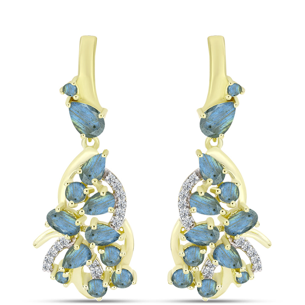 Cercei din Argint 925 Placat cu Aur ( 7.95 grame ) cu Labradorit 4.05 Carate 1 