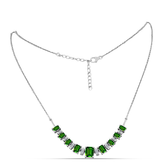 Colier din Argint 925 ( 7.2 grame ) cu Cromdiopsid și Zircon Alb 5.58 Carate
