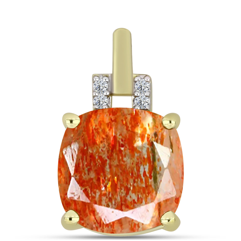 Pandantiv din Argint 925 Placat cu Aur ( 1.13 grame ) cu Piatra Soarelui Oregon și Topaz Alb 3.05 Carate