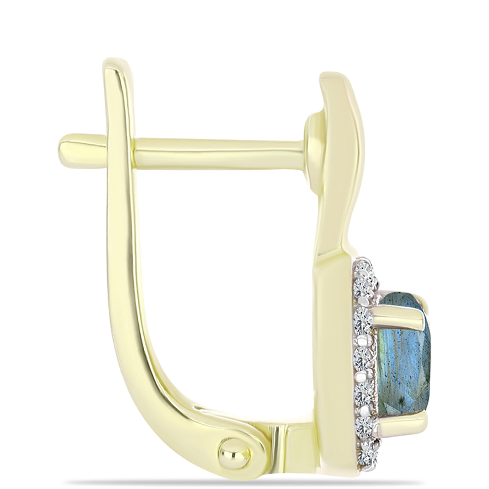 Cercei din Argint 925 Placat cu Aur ( 2.97 grame ) cu Labradorit și Topaz Alb 1.39 Carate 2 