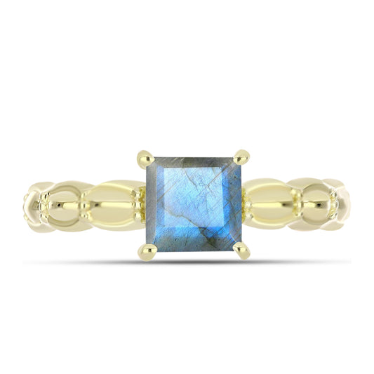 Inel din Argint 925 Placat cu Aur ( 2.44 grame ) cu Labradorit 0.99 Carate