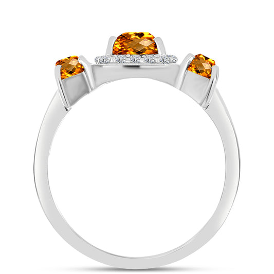 Inel din Argint 925 ( 2.7 grame ) cu Citrin Madeira și Topaz Alb 1.61 Carate