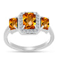 Inel din Argint 925 ( 2.7 grame ) cu Citrin Madeira și Topaz Alb 1.61 Carate