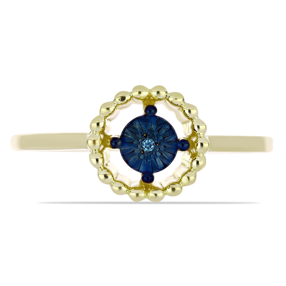 Inel din Argint 925 Placat cu Aur ( 2.49 grame ) cu Diamant Albastru 0.01 Carate 1 