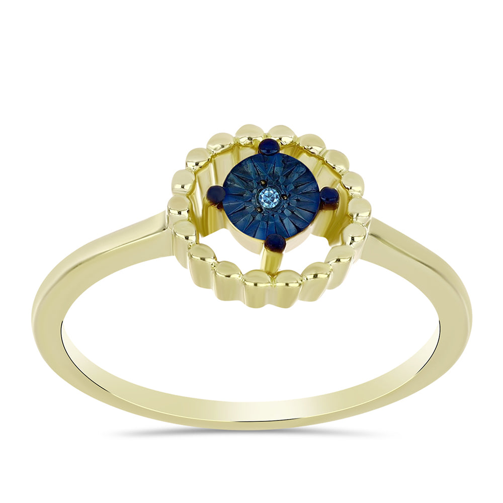 Inel din Argint 925 Placat cu Aur ( 2.49 grame ) cu Diamant Albastru 0.01 Carate