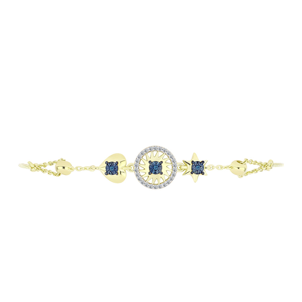 Brățară din Argint 925 Placat cu Aur ( 5.03 grame ) cu Diamant Albastru și Topaz Alb 0.2 Carate