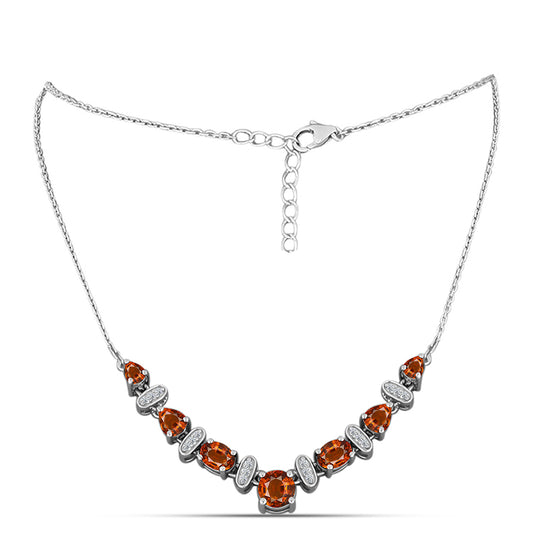 Colier din Argint 925 ( 5.66 grame ) cu Citrin Madeira și Topaz Alb 2.56 Carate