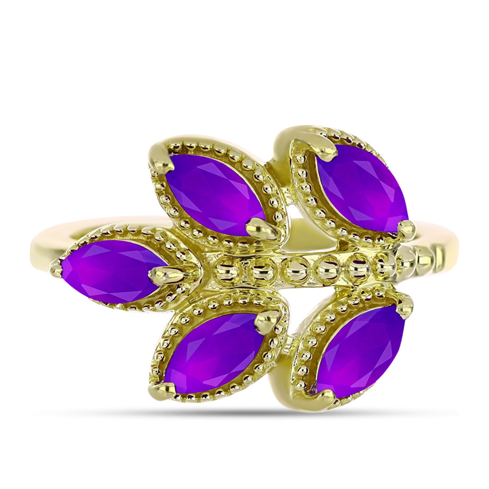 Inel din Argint 925 Placat cu Aur ( 3.37 grame ) cu Agat Violet 1.1 Carate 1 