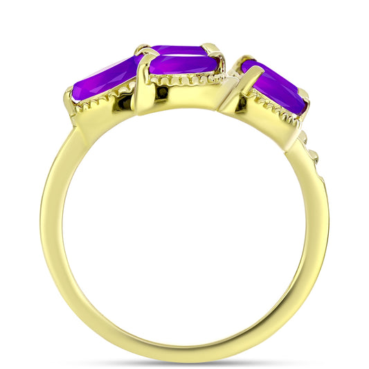Inel din Argint 925 Placat cu Aur ( 3.37 grame ) cu Agat Violet 1.1 Carate