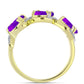 Inel din Argint 925 Placat cu Aur ( 3.32 grame ) cu Agat Violet și Topaz Alb 1.33 Carate