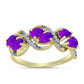Inel din Argint 925 Placat cu Aur ( 3.32 grame ) cu Agat Violet și Topaz Alb 1.33 Carate