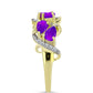 Inel din Argint 925 Placat cu Aur ( 3.32 grame ) cu Agat Violet și Topaz Alb 1.33 Carate