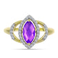 Inel din Argint 925 Placat cu Aur ( 3 grame ) cu Agat Violet și Topaz Alb 1.22 Carate