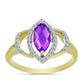 Inel din Argint 925 Placat cu Aur ( 3 grame ) cu Agat Violet și Topaz Alb 1.22 Carate