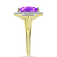 Inel din Argint 925 Placat cu Aur ( 3 grame ) cu Agat Violet și Topaz Alb 1.22 Carate