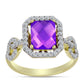 Inel din Argint 925 Placat cu Aur ( 3.28 grame ) cu Agat Violet și Topaz Alb 2.77 Carate