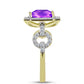 Inel din Argint 925 Placat cu Aur ( 3.28 grame ) cu Agat Violet și Topaz Alb 2.77 Carate