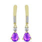 Cercei din Argint 925 Placat cu Aur ( 3.2 grame ) cu Agat Violet și Topaz Alb 1.47 Carate