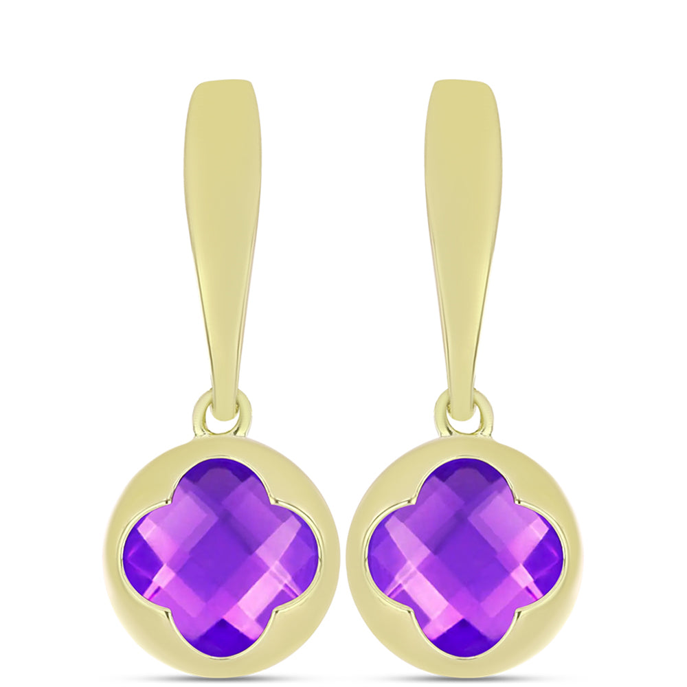 Cercei din Argint 925 Placat cu Aur ( 3.5 grame ) cu Agat Violet 3.24 Carate