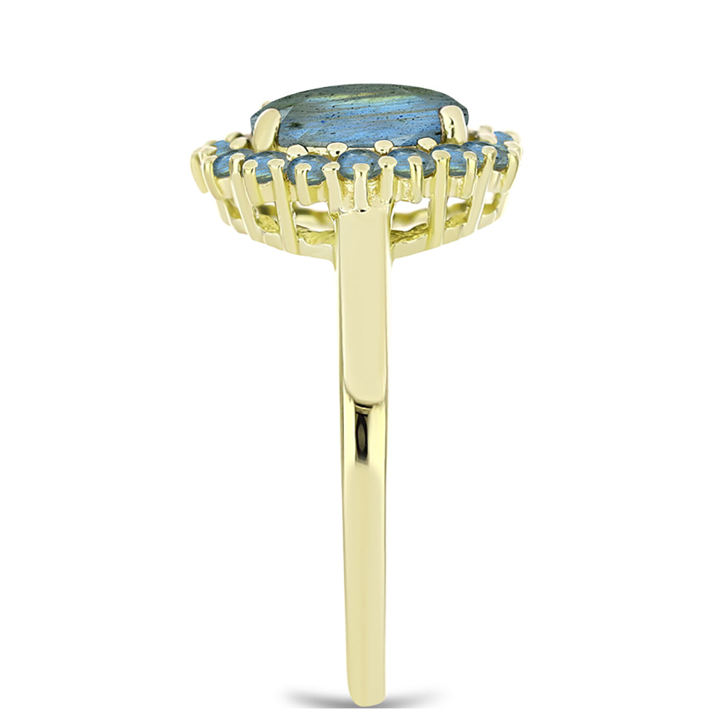 Inel din Argint 925 Placat cu Aur ( 2.71 grame ) cu Labradorit 2.13 Carate 4 