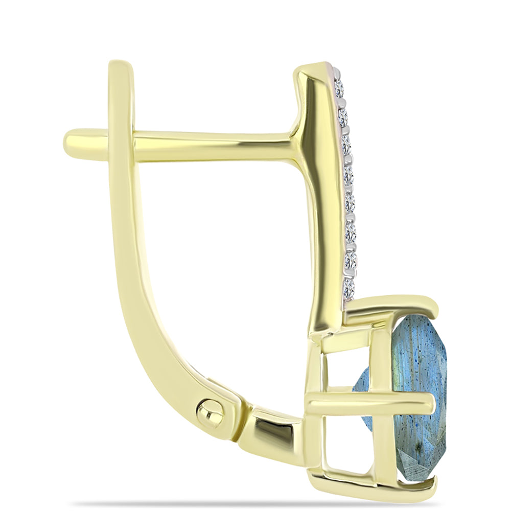 Cercei din Argint 925 Placat cu Aur ( 3.48 grame ) cu Labradorit și Topaz Alb 2.85 Carate 2 