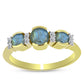 Inel din Argint 925 Placat cu Aur ( 2.34 grame ) cu Labradorit și Topaz Alb 1.2 Carate
