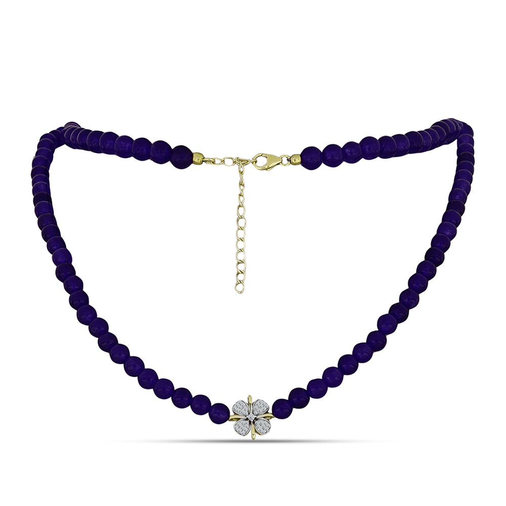 Colier din Argint 925 Placat cu Aur ( 2.1 grame ) cu Agat Violet și Topaz Alb 120.29 Carate 1 
