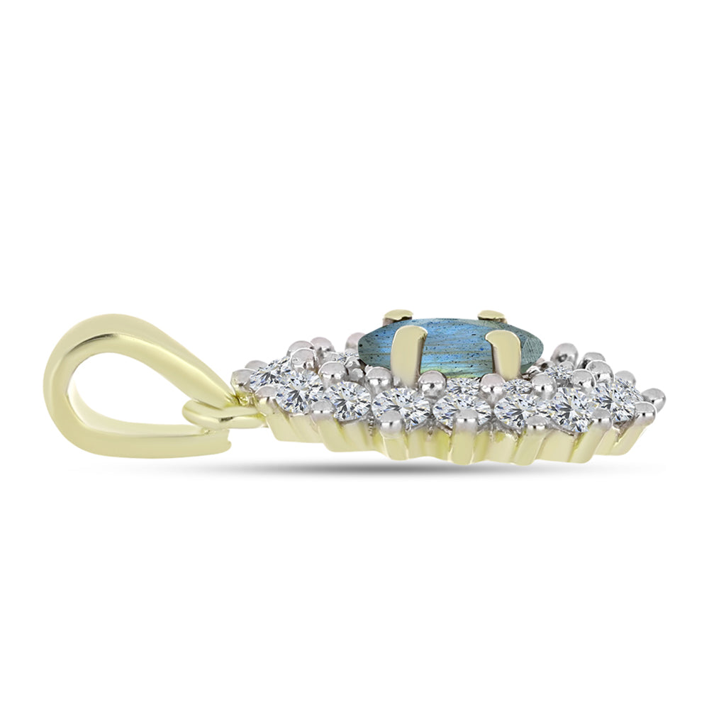 Pandantiv din Argint 925 Placat cu Aur ( 1.31 grame ) cu Labradorit și Topaz Alb 1.03 Carate 2 