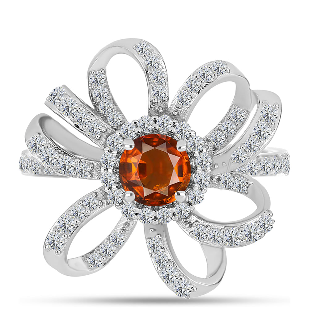 Inel din Argint 925 ( 4.44 grame ) cu Citrin Madeira și Topaz Alb 1.75 Carate