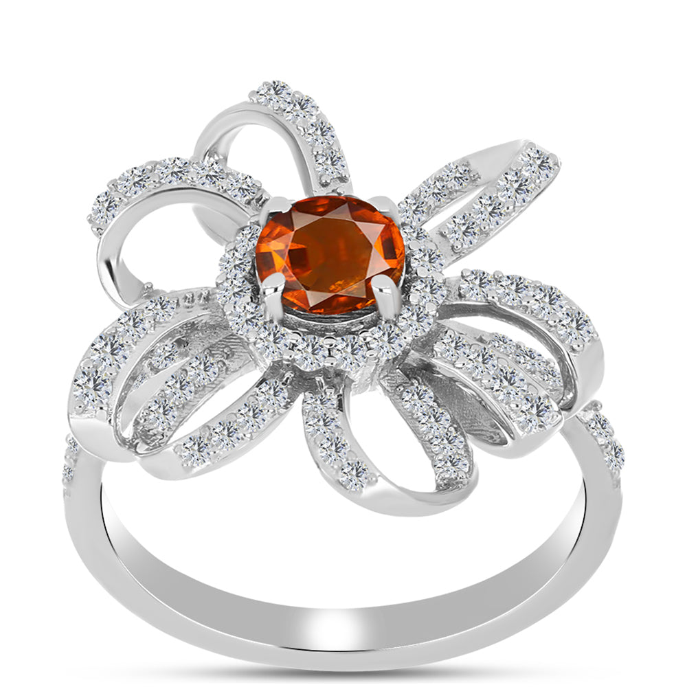 Inel din Argint 925 ( 4.44 grame ) cu Citrin Madeira și Topaz Alb 1.75 Carate