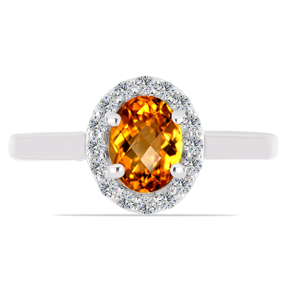 Inel din Argint 925 ( 2.52 grame ) cu Citrin Madeira și Topaz Alb 1.37 Carate 1 