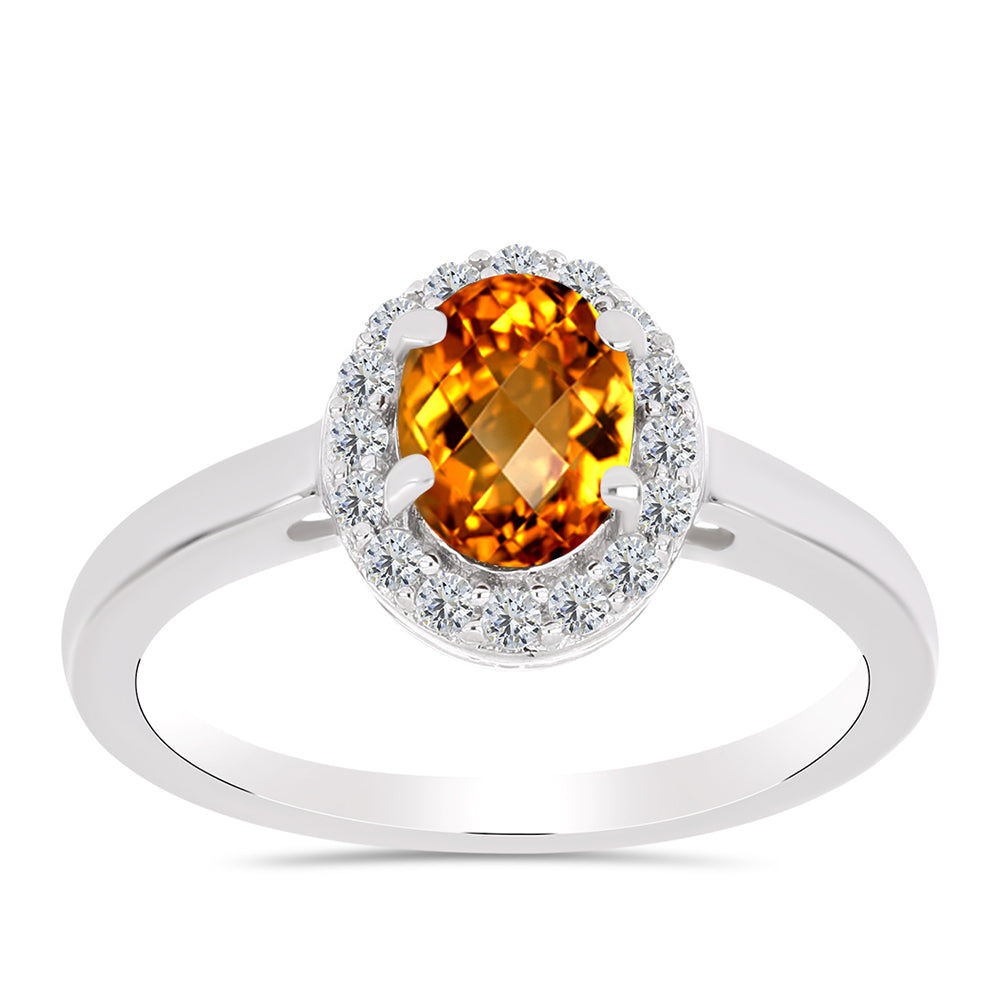 Inel din Argint 925 ( 2.52 grame ) cu Citrin Madeira și Topaz Alb 1.37 Carate 3 