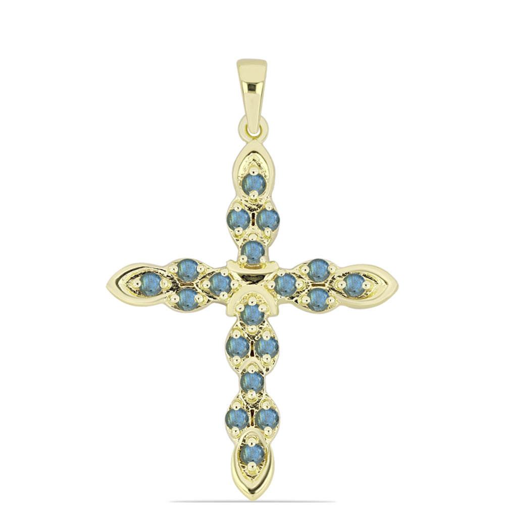 Cruce Pandantiv din Argint 925 Placat cu Aur ( 3.24 grame ) cu Labradorit 0.64 Carate