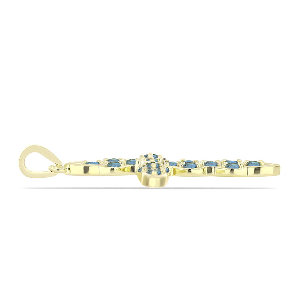 Cruce Pandantiv din Argint 925 Placat cu Aur ( 3.24 grame ) cu Labradorit 0.64 Carate 2 