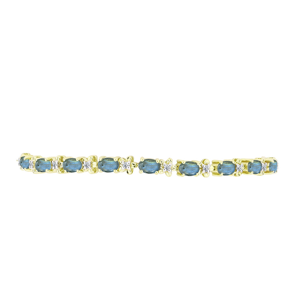 Brățară din Argint 925 Placat cu Aur ( 7.12 grame ) cu Labradorit și Topaz Alb 4.05 Carate 2 
