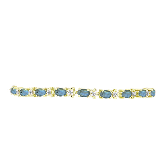 Brățară din Argint 925 Placat cu Aur ( 7.12 grame ) cu Labradorit și Topaz Alb 4.05 Carate