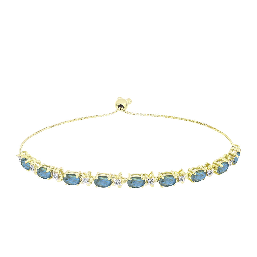 Brățară din Argint 925 Placat cu Aur ( 7.12 grame ) cu Labradorit și Topaz Alb 4.05 Carate 1 