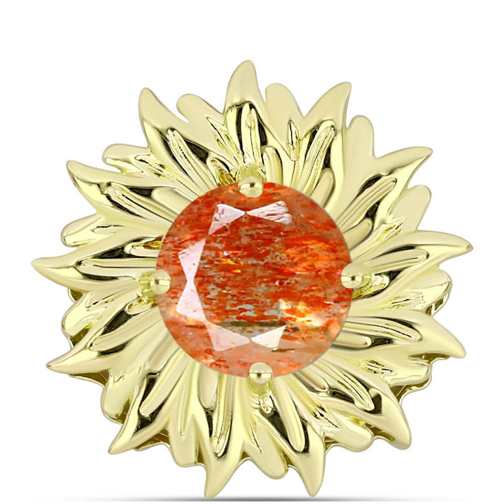 Pandantiv din Argint 925 Placat cu Aur ( 3.16 grame ) cu Piatra Soarelui Oregon 2.85 Carate