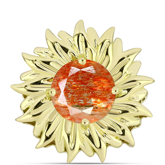 Pandantiv din Argint 925 Placat cu Aur ( 3.16 grame ) cu Piatra Soarelui Oregon 2.85 Carate