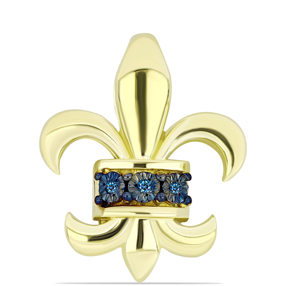 Pandantiv din Argint 925 Placat cu Aur ( 2.58 grame ) cu Diamant Albastru 0.02 Carate 1 