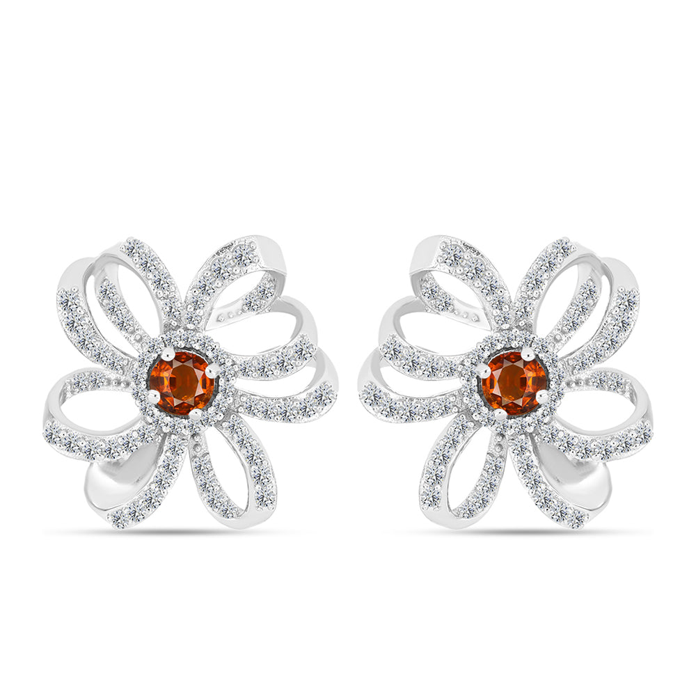 Cercei din Argint 925 ( 6.42 grame ) cu Citrin Madeira și Topaz Alb 1.51 Carate